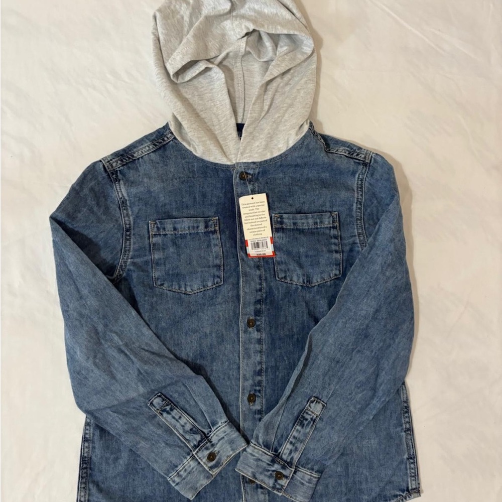 Cat & Jack Denim Jacket with Light Gray Hood